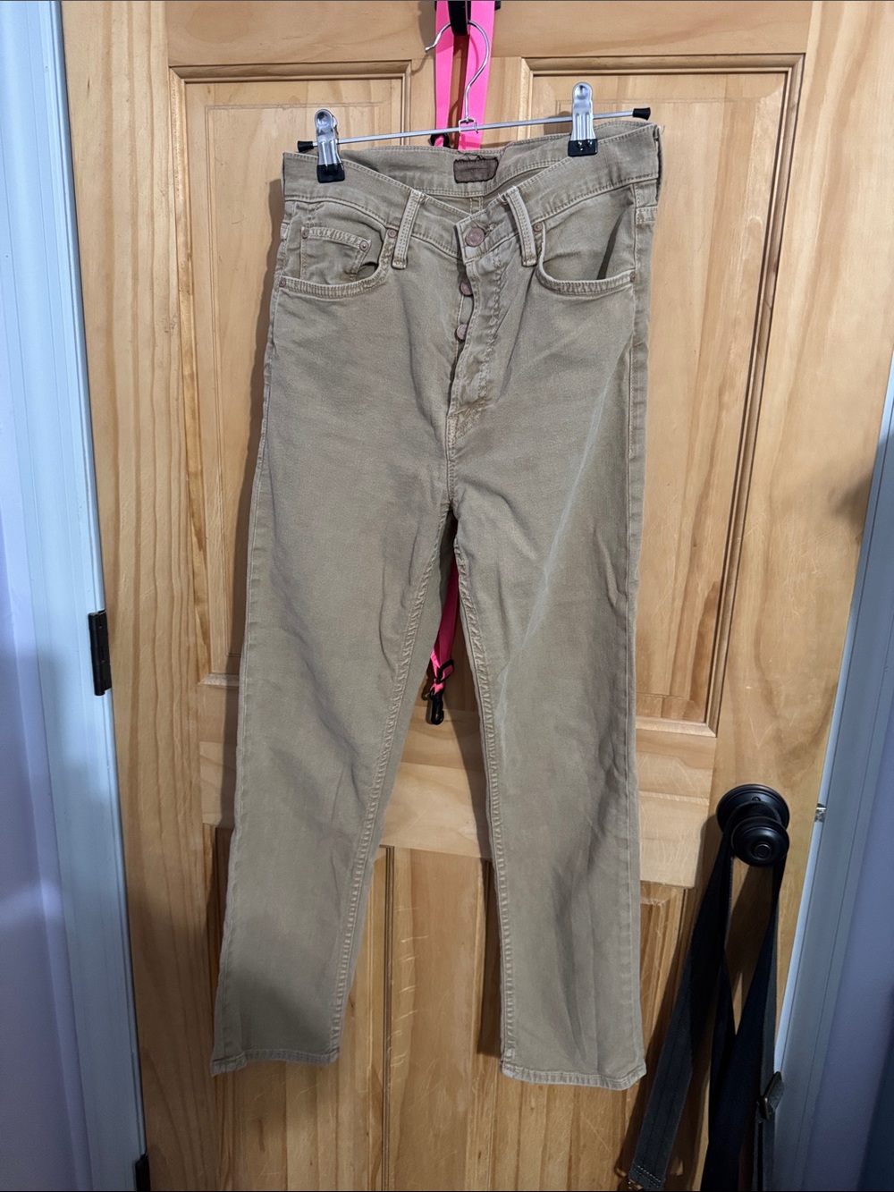 MOTHER Tomcat Straight Jeans in Khaki-Tan